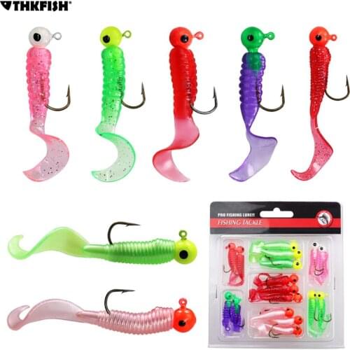 17pcs/lot Jig Head Soft Fishing Lures with Hook 4.7g 7g Lead Jig Head Hook Grub Worm Fishing Tackle Accessories