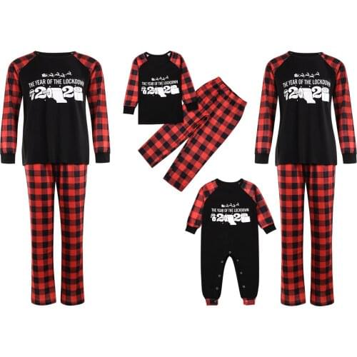 2020 Newest Matching Family Christmas Pajamas Sets Long Sleeve T-Shirt and Long Pants PJS Family Set Sleepwear for Kid Men Women