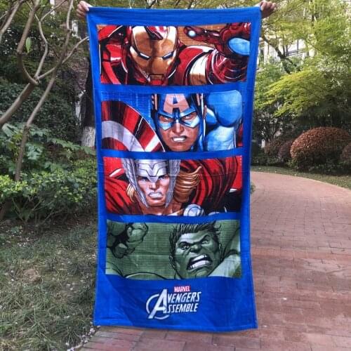3D Print Disney iron Man Hulk Bath Towel 100% Cotton series Cartoon Car Absorbent Beach Towel Swimming Children Boys Gifts