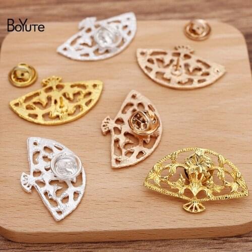 BoYuTe (20 Pieces/Lot) 23*37MM Alloy Sector Brooch Base Factory Supply Retro Style Handmade Diy Jewelry Accessories