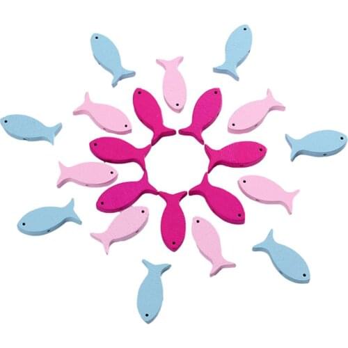 50pcs Wooden Fish Shape Pendant Colorful Wooden Boards With Holes Childrens Educational Handmade Toys Logic Sensory Kids Toys