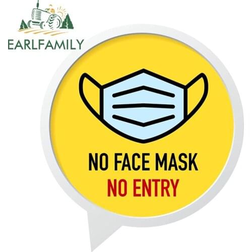 EARLFAMILY 13cm x 11.7cm for NO Face Mask No Entry Car Assessoires Stickers Vinyl Decal Refrigerator Motorcycle RV Decoration