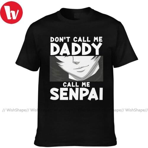 Senpai T Shirt Graphic Print T-Shirt Short Sleeves Anime T Shirts Mens Black Tee Shirt Oversized 3XL
