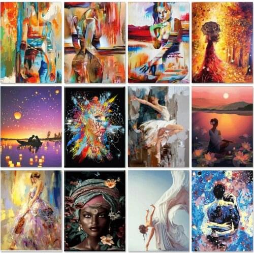 Diy frame Colorful Women Paint By Numbers For Adults Calligraphy Painting Modern Wall Art Canvas For Home Decors Art