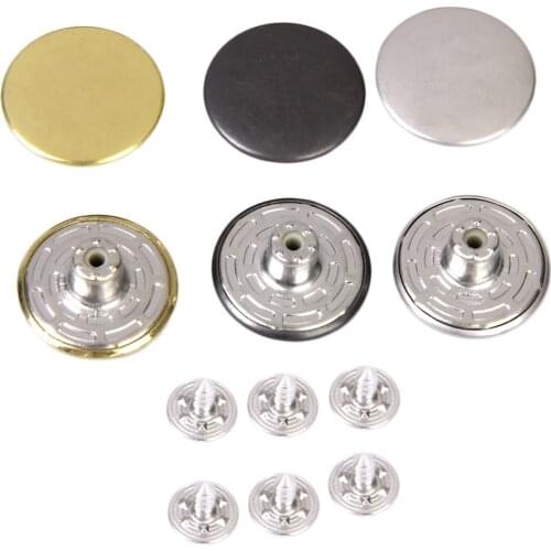 Jeans Glossy Buttons, Hammer On, 20mm, Pack Of 6 Sets, Antique Brass Replacement Jean Button