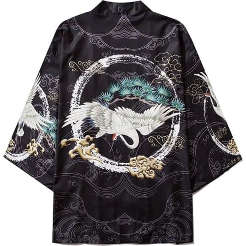 Summer bathrobe Black Samurai Traditional Kimono Japanese Anime Clothes Cardigan Cosplay Men Women Yukata Female Shirt Blouse