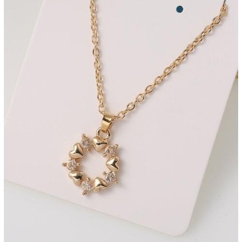 Exquisite Crystal Zircon Heart-shaped Pendant Necklace Charming Womens Gold Silver Color Clavicle Chain Fashion Jewelry Gift