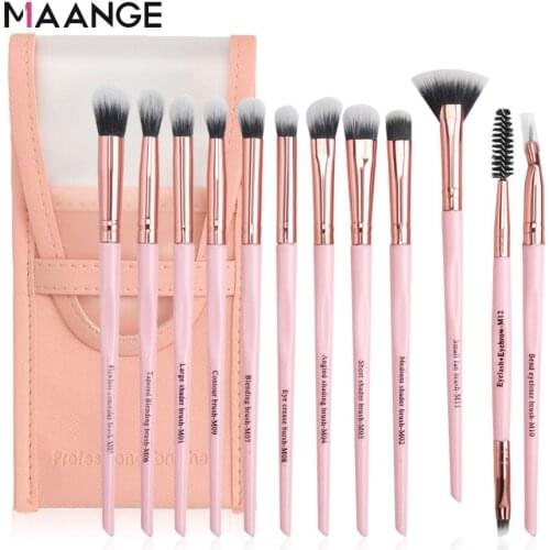 Makeup Brushes 12pcs/lot Brush set with Case EyeShadow Blending Eyeliner Eyelash Eyebrow Make up Brushes Professional Brush Tool