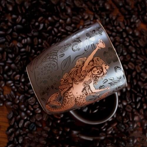 Classic limited edition black gold mermaid coffee mug Bone china mug creative wine barrel ceramic mug free shipping