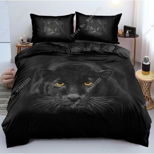 Leopard Beddings 3D Design Black Quilt Cover Sets Animal Comforter Covers Pillow Covers 160 *200cm Full Twin Double King Size