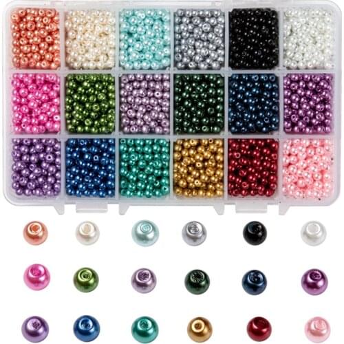 1Box Mixed Pearlized Round Glass Pearl Beads 4mm 6mm 8mm 10mm Mixed Color Hole: 1mm; about 600pcs/box F75