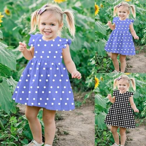 Summer Dress Toddler Kids Baby Girls Fashion Ruffled Dot Casual Princess Dress Outfits Kids Clothes Girls Платье Robe 2021