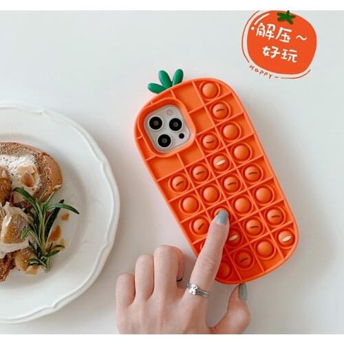 Cute Cartoon Carrot Case for iPhone 12 11 Pro X XR XS Max 6 6s 7 8 Plus SE 2020 mini Anti Stress Play Soft Silicone Cover
