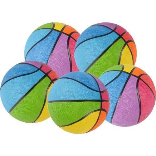 Mini Basketball (5 Pack) All Kinds of Rainbow Basketball 7 Inch Indoor and Outdoor Game Ball Balloon Classroom Practice Game Toy