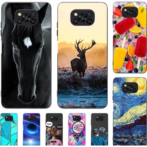 Fashion Bumper Cute Case For Xiaomi Pocophone Poco X3 NFC X3 Pro Case Soft Silicone Cat Horse Flower Cover Back Shell