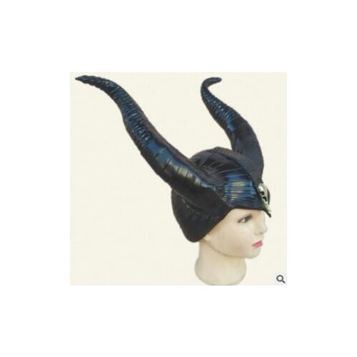 Trendy Genuine latex maleficent horns adult women halloween party costume jolie cosplay headpiece hat -Free shipping