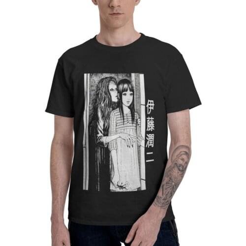 Tomie Junji Ito T Shirt Mens 100% Cotton Print T-shirts Harajuku Tshirt Short Sleeve Japanese Horror Manga Uzumaki Tee Top