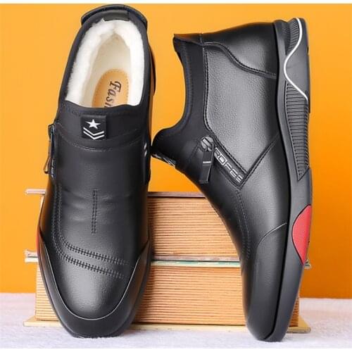 Winter Split Leather Mens White Sheep Fur Snow Boots British Style Warm Casual High Top Cotton Shoes Zapatos Hombre