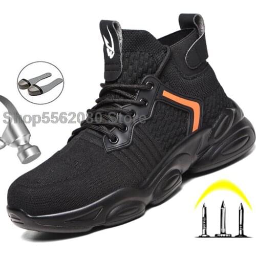 New Safety Shoes Men Work Boots Steel Toe Shoes Work Safety Boots Puncture-Proof Work Sneakers Mens Boots Breathable Work Shoes