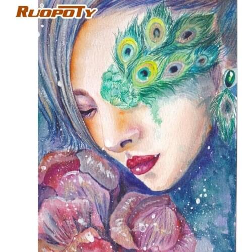 RUOPOTY Frame Picture Diy Painting By Numbers Flower Girls Figure Picture Wall Art Coloring By Numbers Diy Home Decors Gift