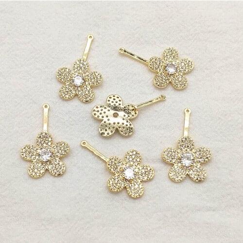 New arrival! 28x17mm 30pcs Cubic Zirconia Flower Charm for Handmade Necklace Earring DIY Parts Jewelry Findings & Components