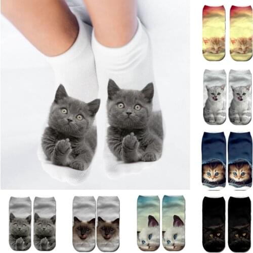 New Arrival Cartoon 3D Cat Printed Anklet Socks Low Cut Funny Casual Women Girls Short Socks Cute Hosiery Clothing Accessories
