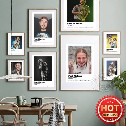 Post Malone Hip Hop Music Singer Poster, Popular Rock Rapper Star Portrait Art Prints, Live Photograph Bar Pub Club Home Decor
