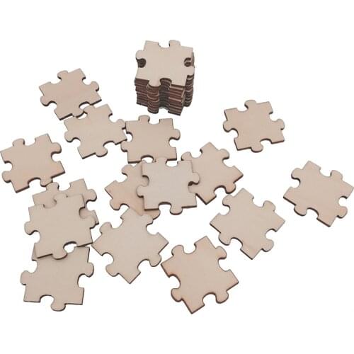 50pcs 20mm 0.78inch Blank Wooden Puzzle Embellishments Wood Slices for Wedding, DIY, Arts, Crafts, Card Making