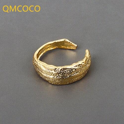 QMCOCO Fashion Irregular Geometric Cambered Ring For Women Party Gifts Of 2021 New Style Classic Jewelry Accessories