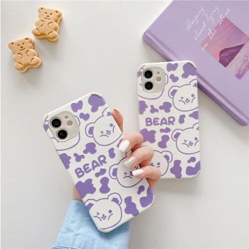Luxury Cute Cartoon Leopard Bear Lambskin Phone Case For iphone 11 Pro Max 7 8 6 6S Plus Cover For iphone X XR XS 12 Pro Max