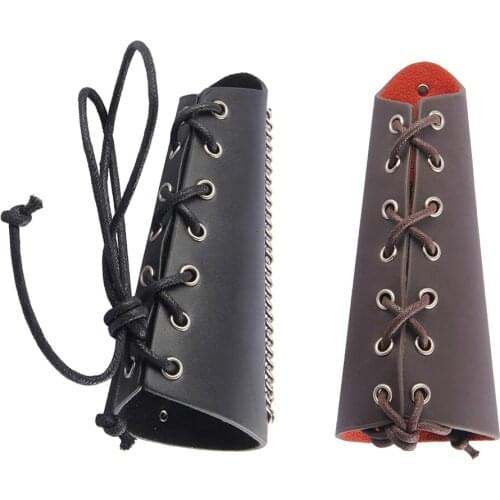 Steampunk Wide Leather Gauntlet Bracelet Wristband Cuff Band Biker Cosplay Wristband Arm Warmers for Men Women