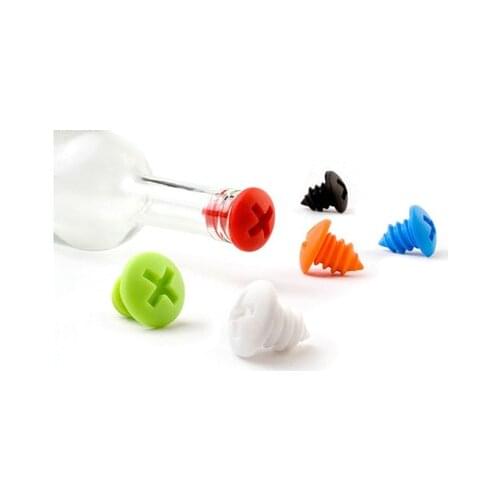 Silicone Vacuum Wine Bottle Stopper Stop Sealer Beer Beverage Wine Cork Plug Colorful Screws Barware Bar Party Tools Leak Free