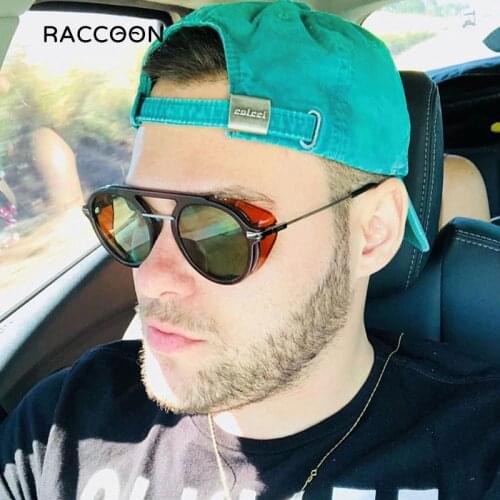 Retro Side Shield Round Sunglasses Men Classic Brand Steampunk Sun Glasses Shades Women Vintage Gothic Steam Punk Eyewear Uv400