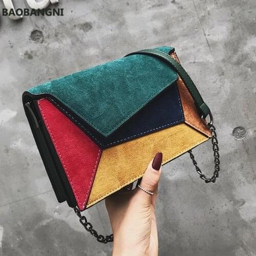 Splicing Crossbody Bag Women Matte Patchwork Shoulder Bag Small Square Bag Chain Flap Bag Luxury Lady Handbag Shopping Purse sac