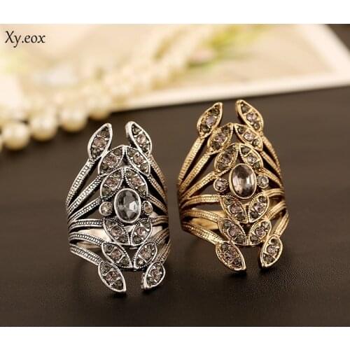Vintage Boho Big Wings Ring Antique Gold Gemini Rings For Women Fashion Statement Turkey Indian Jewelry