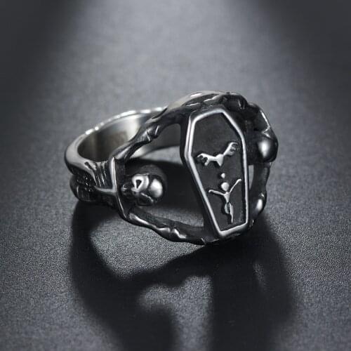 Stainless Steel Vintage Europe Skull Rings Motor Biker Heavy Men Rock Punk Style Never Fade Rings Jewelry