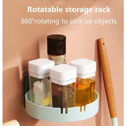 360° Rotating Wall-mounted Storage Rack Multifunctional Seasoning Organizer Shelf Non-slip Kitchen supplies Holder For Home