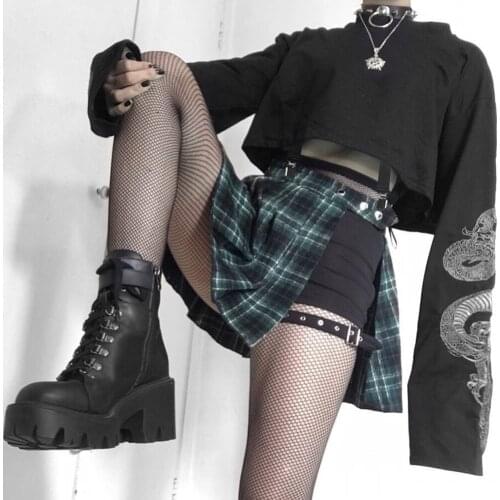 Brand New Spring Autumn Women Long Sleeve Diablo Series Dragon Print Warm Crop Top Pullover Loose Sweatshirt