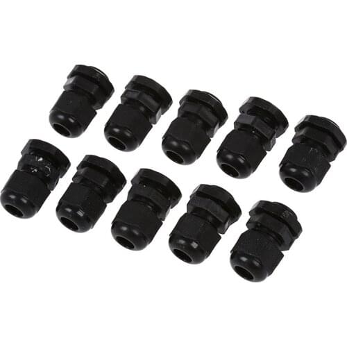 10 Pcs PG9 Black Waterproof Cable Gland Connectors Promotion