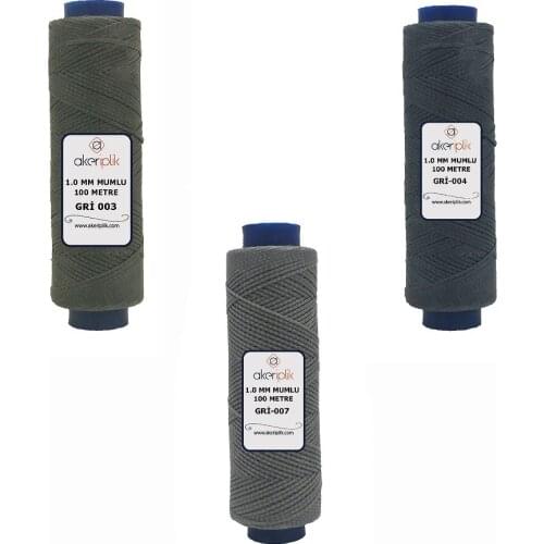 Aker Waxy Gray Rope 1.0mm Saddler Yarn (Oil İp) 100 m Akeriplik 100 Meters Hand Sewing Lanyard Leather Dikişi Cord Craft