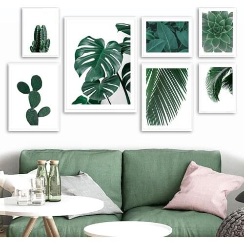Aloe Monstera Cactus Palm Green Plant Wall Art Canvas Painting Nordic Posters And Prints Wall Pictures For Living Room Decor