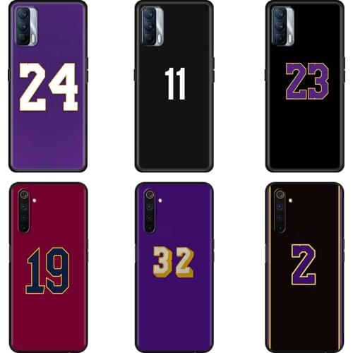 Black Case For Realme 8 7 Pro C21 C3 6 X7 GT Neo X50 Soft Cover XT C21Y Protective Phone Coques Basketball 23 24 Lucky Number