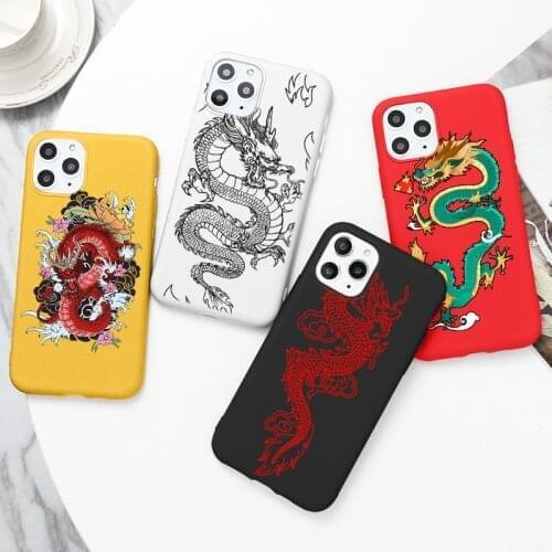 Black Dragon Phone Case For iPhone 11 7 8 Plus X XR XS 12pro MAX 6 S Plus SE 2020 Fashion Animal Silicone Back Cover Funda Shell