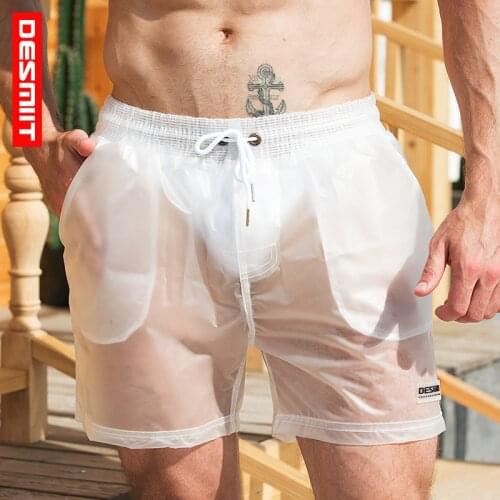 Desmiit Sexy Swimming Shorts For Men Transparent Swimwear Men Swim Truns Quick Dry Beach Shorts Swimsuit Surfing Swiming Bathing