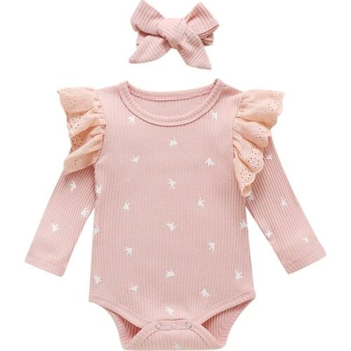 Babys Romper Infant Round Neck Long Sleeve Bodysuit and Headwear Two-piece Suit for Toddler Boys Girls