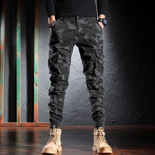 Men Jeans High Quality Loose Fit Casual Cargo Pants Big Pocket Camouflage Military Harem Fashion Streetwear Trousers Joggers