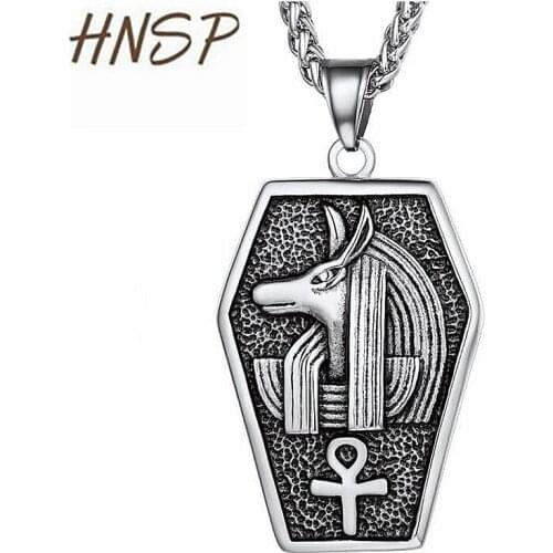 HNSP 3.0MM Stainless steel chain + Anubis Wolf pendant necklace for men male Punk style