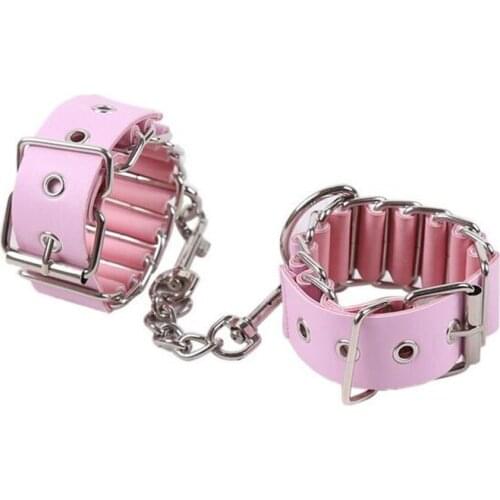 Adult Games Pink Leather Sexy Restraints Bondage Hand Cuffs Sex Bondage Role-play Sex Toys for Couples Erotic Toys Sex Products