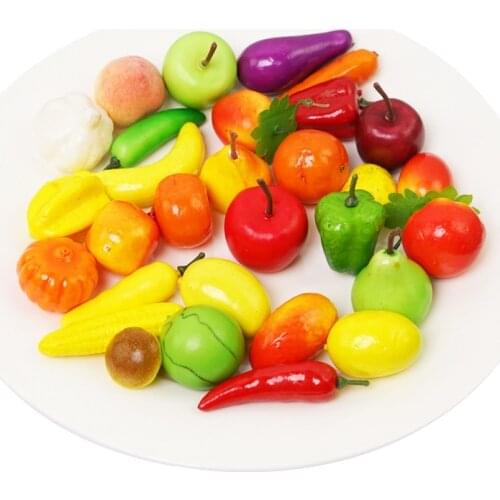 10/pcs lot Mini Simulation Foam Fruit And Vegetables Artificial Kitchen Toys For Children Pretend Play Toy Dollhouse Accessorie