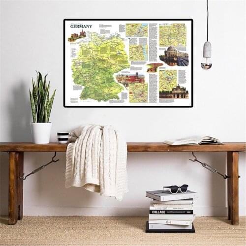 90*60cm The Retro Germany Travel Map In 1991 Canvas Painting Vintage Wall Art Poster Living Room Home Decoration Travel Supplies